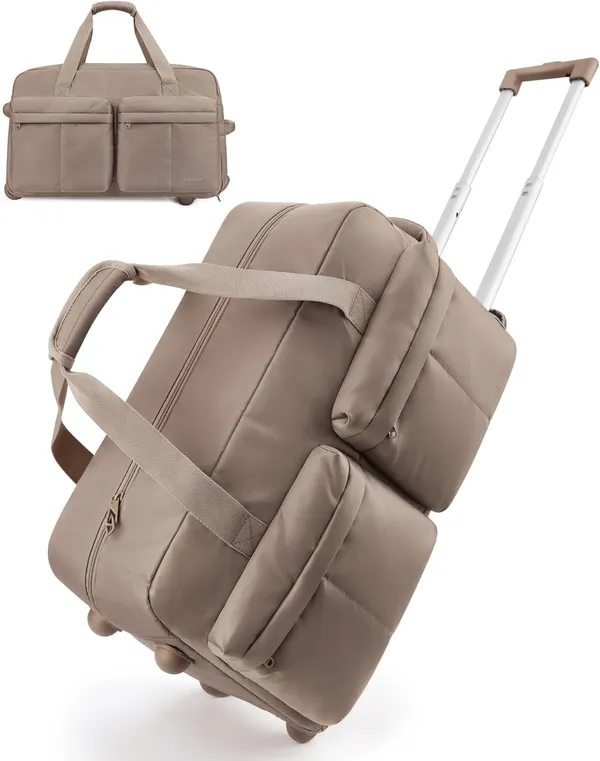 BAGSMART 42L תיק גלגלים דאפל, חום