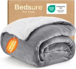 Bedsure GentleSoft Плед из флиса шерпа, серый