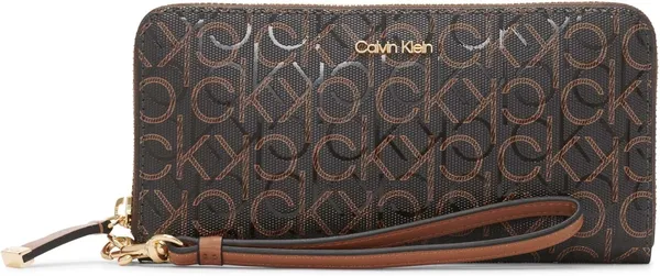 Calvin Klein Key Item Saffiano Кошелек Continental с молнией по периметру и ремешком на запястье