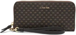 Calvin Klein Key Item Saffiano Continental Zip Around Wallet, Brown/Khaki/Black Mini