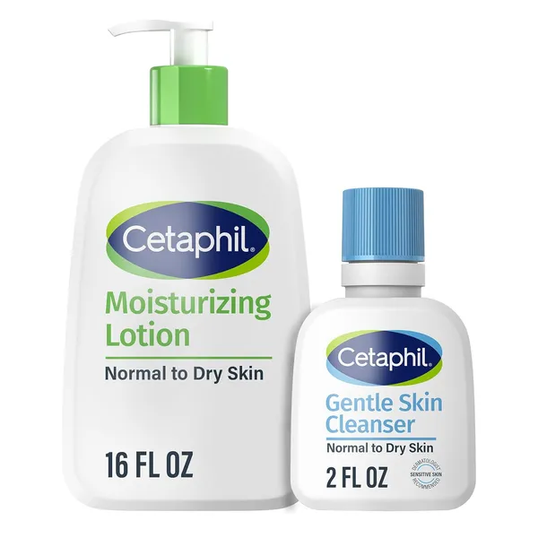 Cetaphil קרם לחות מזין לעור רגיל עד יבש, רגיש, 473 מ"ל + מסיר איפור עדין לגודל נסיעה 57 מ"ל