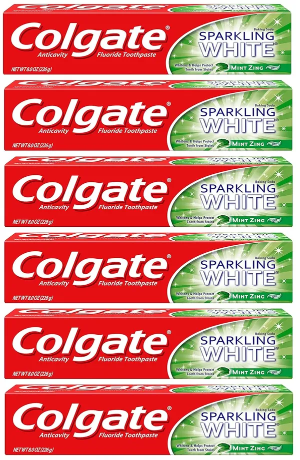 משחת שיניים מלבינה קולגייט Sparkling White, מנטה, 6