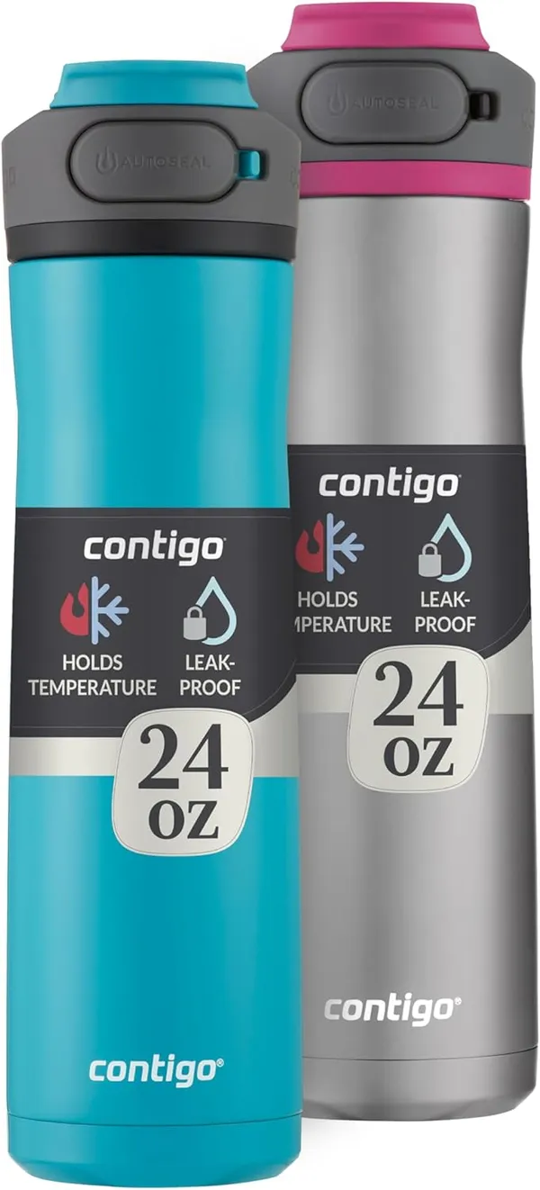 Contigo Cortland Chill 2.0 Vacuum-Insulated Stainless Steel Water Bottle, 2-Pack