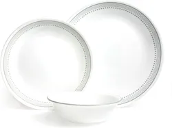 Corelle סט 12 חלקים, אפור מסתורי סט כלי אוכל