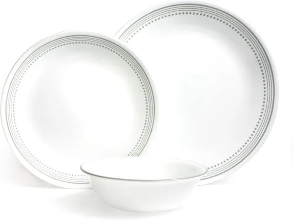 Corelle 12pc Set, Mystic Grey Dinnerware Set