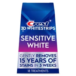 Crest 3D Whitestrips Sensitive White, Teeth Whitening Kit, 18 Treatments