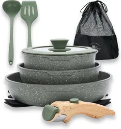 DishDelight KA-CS01-016-Green סט כלי בישול לאינדוקציה, 10 חלקים