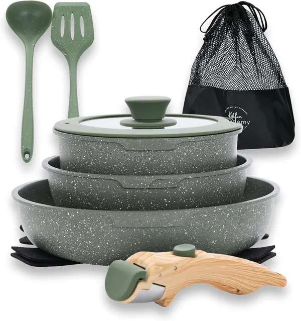 DishDelight KA-CS01-016-Green Набор посуды для индукции, 10 предметов