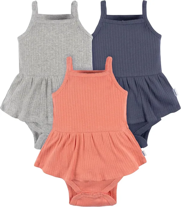 Gerber Baby Girls' Sleeveless Skirted Onesies Bodysuit, 3
