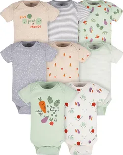 Gerber Unisex-Baby בגדי גוף עם שרוול קצר, 8