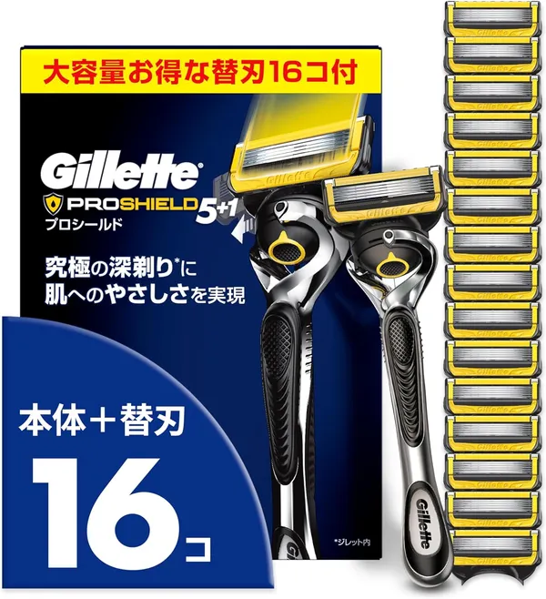 Gillette Pro Shield Razor and Replacement Blades, 16