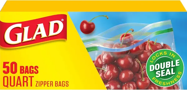 Glad Quart שקיות פלסטיק לאחסון מזון, 50