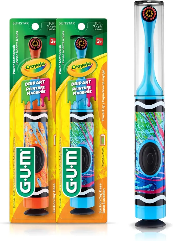 GUM Crayola Drip Art Kids Power Toothbrush, 2