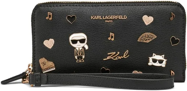KARL LAGERFELD Jacqueline Zip Wallet with Pins