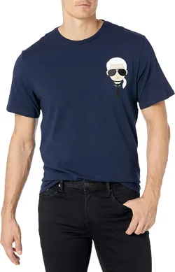 KARL LAGERFELD Paris Mens Classic Karl Character Футболка с коротким рукавом и круглым вырезом