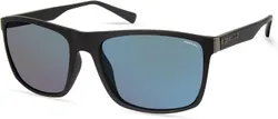 משקפי שמש Kenneth Cole New York, מסגרת שחורה מט עם עדשות מראה כחולות