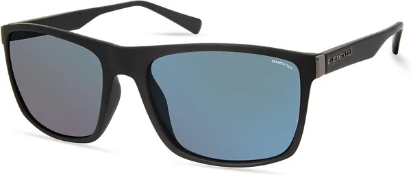 Солнцезащитные очки Kenneth Cole New York, матовая черная оправа с синими зеркальными линзами