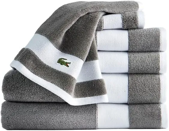 Lacoste Sport Stripe Luxury Cotton Towel Set, 6