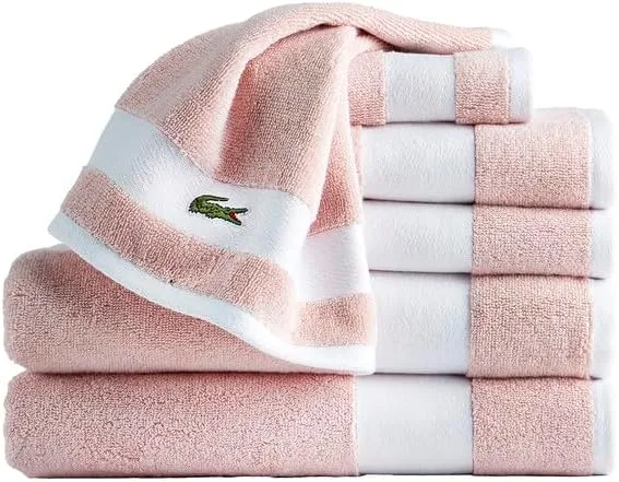 סט מגבות כותנה יוקרתי 6 חלקים Lacoste Sport Stripe