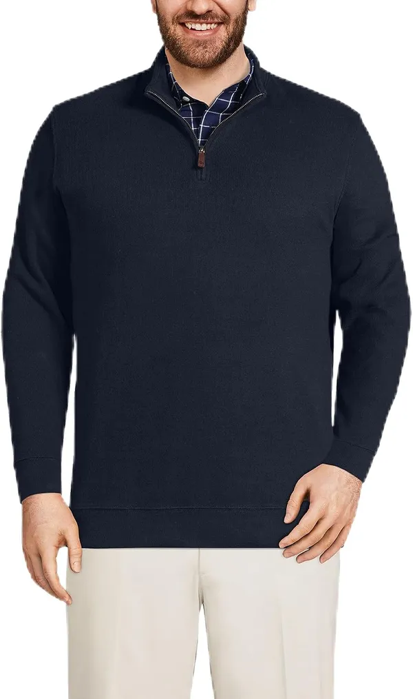 Lands' End Bedford Rib Quarter Zip Pullover Sweater