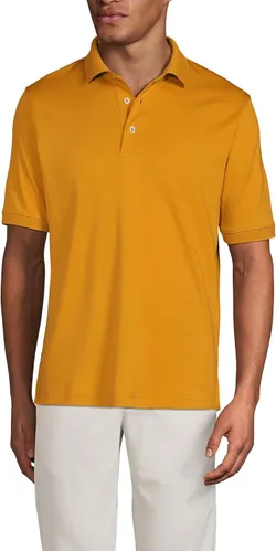 Lands' End Mens Short Sleeve Supima Polo, Vintage Amber Regular Medium