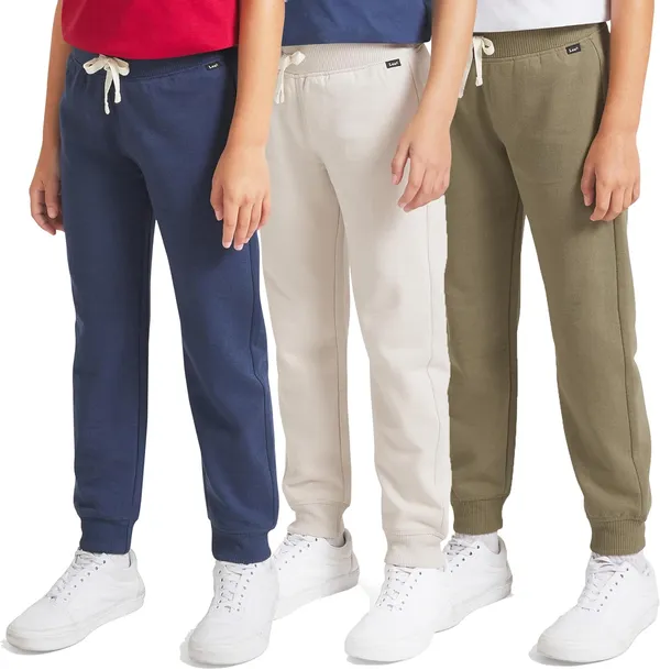 Lee Boys' 3 Pack Variety Midweight Super Soft Fleece Lined Stretchable Jogger Pants
