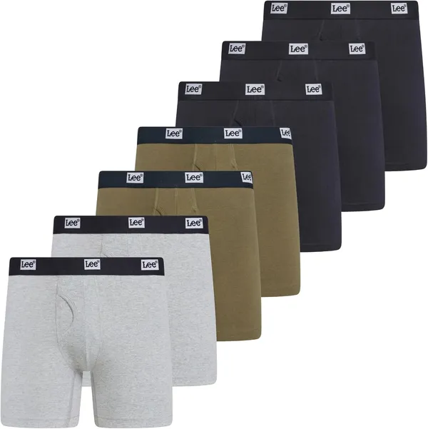 Lee Mens Underwear 7 Pack Mens Boxer Briefs, 7