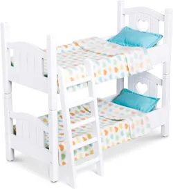 Melissa & Doug Mine to Love מיטת קומותיים מעץ לבובות, 2