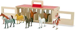 Melissa & Doug Take-Along Show-Horse Stable Play Set, צעצוע אסם עץ להעמדת פנים