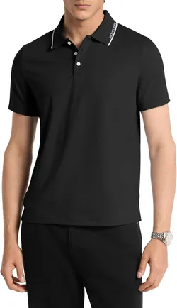Michael Kors Logo Rib Short Sleeve Polo