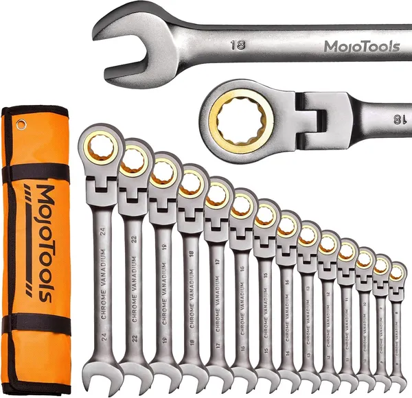MoJoTools 8-24 mm Metric Flex-Head Ratchet Набор комбинированных трещоток с гибкой головкой, 23