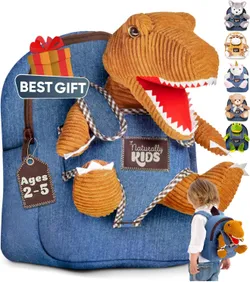 Naturally KIDS Kbp1411b Toddler Backpack with Dinosaur Toy