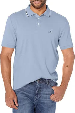 Nautica Classic Fit Short Sleeve Dual Tipped Collar Polo Shirt