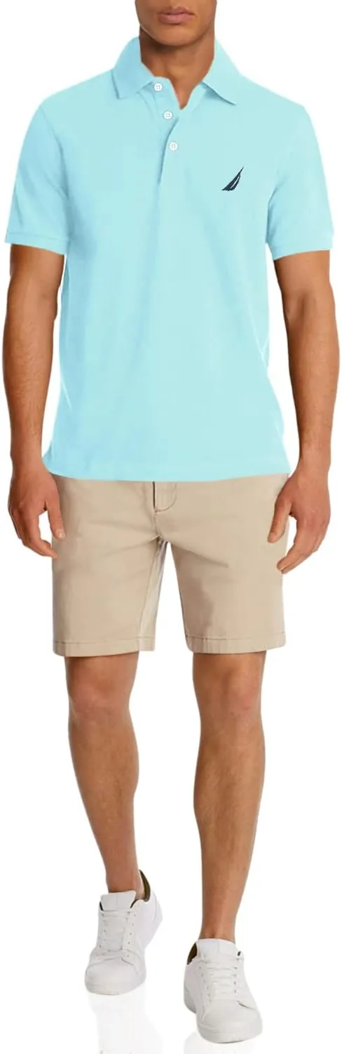 חולצת פולו לגברים של Nautica בשרוול קצר, כותנה פולו נמתחת