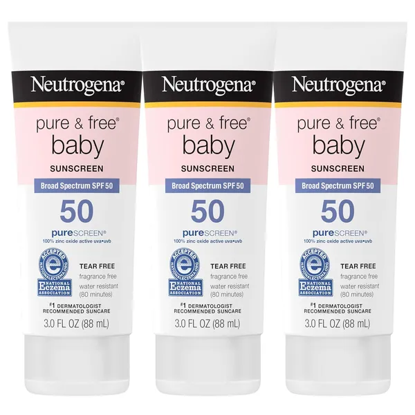 Neutrogena Pure & Free Baby Mineral Sunscreen Lotion, 3 יחידות
