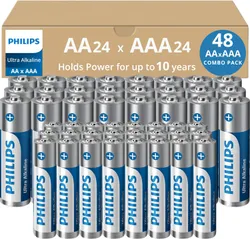 PHILIPS AA and AAA Batteries, 48-Count