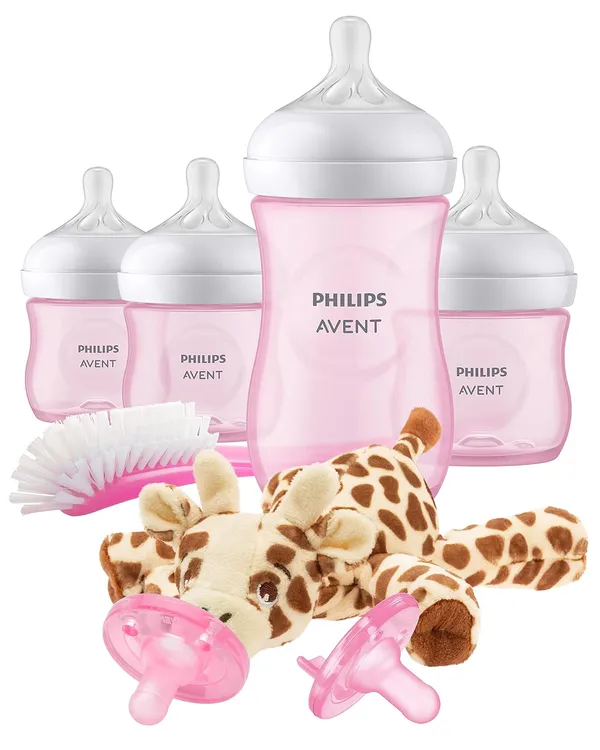 בקבוק תינוק Philips Avent Natural עם פטמת תגובה טבעית, סט מתנה ורוד לתינוקות