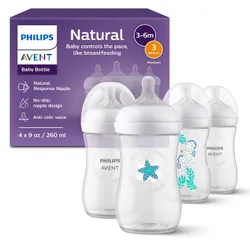 Philips Avent Natural Baby Bottles, 4-Pack