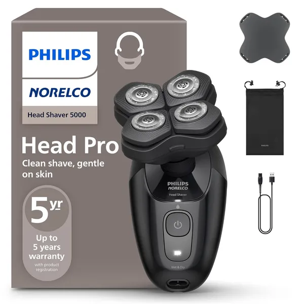 Philips Norelco Head Shaver Pro 5000 Series (HS5980/40) Electric Head Shaver