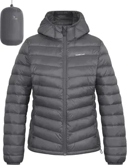 Pioneer Camp Women's Packable Puffer Jacket, Winter Light Weight Water-Repellent Quilted Coat