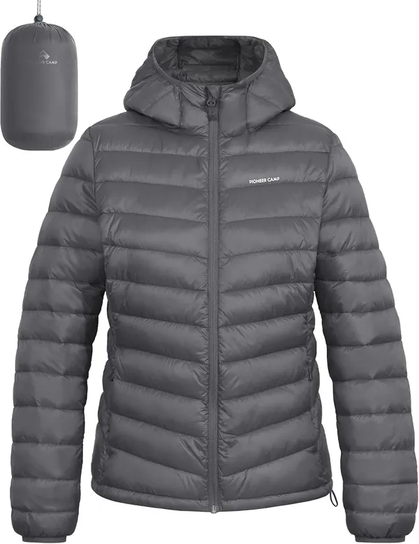 Pioneer Camp Women's Packable Puffer Jacket, Winter Light Weight Water-Repellent Quilted Coat