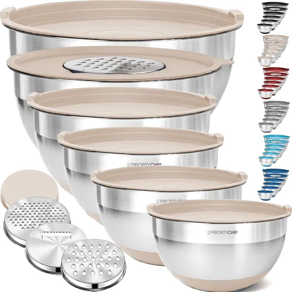 Priority Chef GM-PC-BMB6GT-KHK Mixing Bowls Set, 6