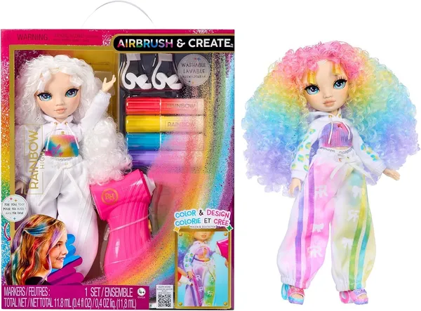 Rainbow High Rainbow High Color & Create Evergreen Fashion Dolls - Green Eyes DIY Fashion Doll with Airbrush Marker Kit