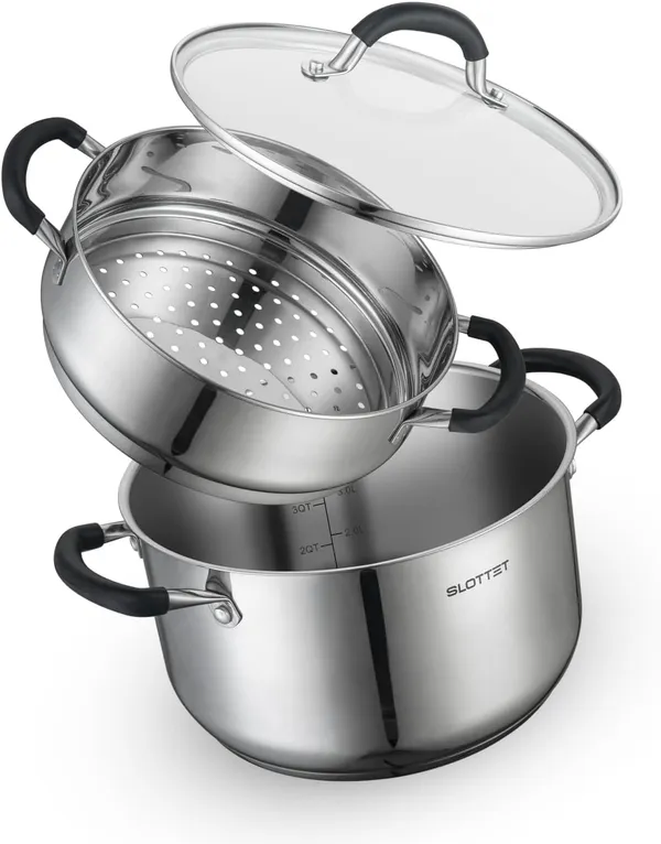 SLOTTET 6 Quart Stainless Steel Stock Pot, 6
