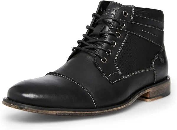 Steve Madden Jotter מגף קרב, עור שחור