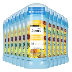 Suave Antiperspirant Deodorant For Women, Invisible Underarm Deodorant, 48hr Odor & Wetness Protection, Everlasting Sunshine, 12 Pack