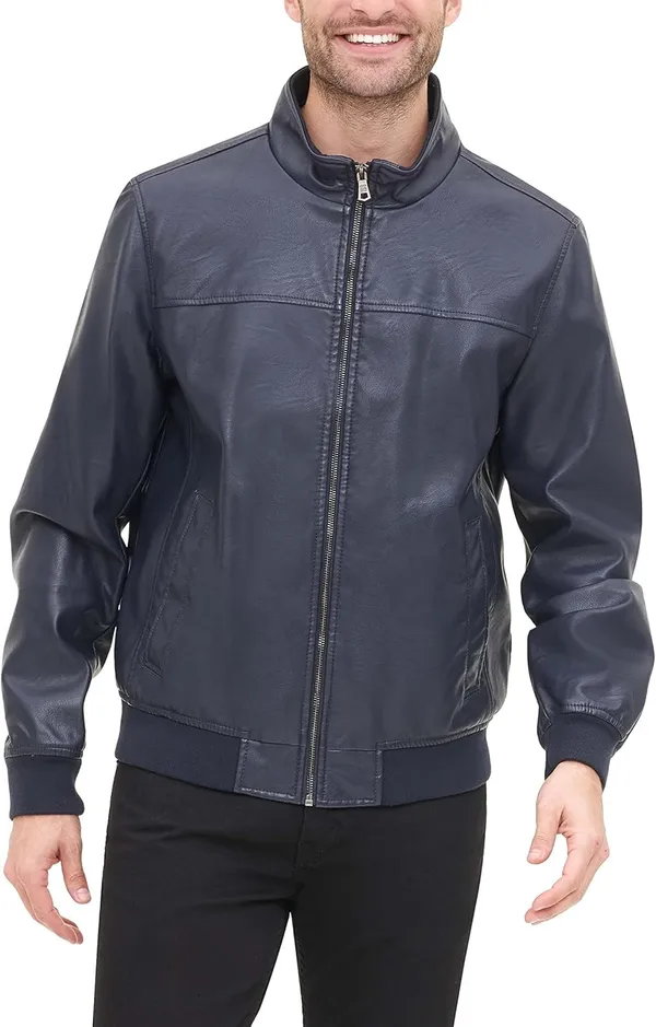 Tommy Hilfiger Мужская бомбер из искусственной кожи Smooth Lamb