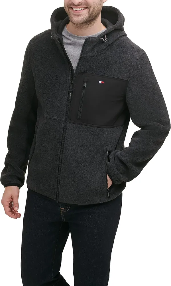 Tommy Hilfiger Мужская флисовая куртка с капюшоном