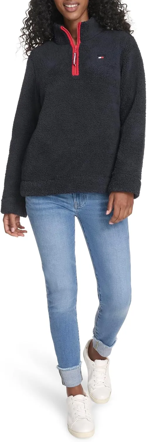 Tommy Hilfiger Women's Sportswear 1/4 Zip Mockneck Sherpa Pullover