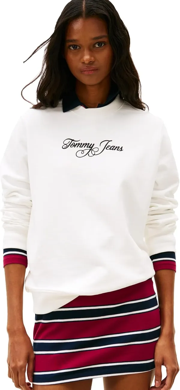 Tommy Jeans Pullover Crewneck With Printed Script Logo סווטשירט